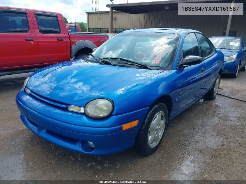 1999 Dodge Neon Highline VIN: 1B3ES47YXXD161687 Lot: 42229430