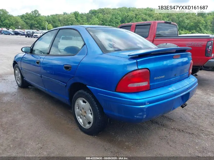 1999 Dodge Neon Highline VIN: 1B3ES47YXXD161687 Lot: 42229430
