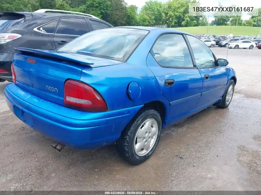 1999 Dodge Neon Highline VIN: 1B3ES47YXXD161687 Lot: 42229430