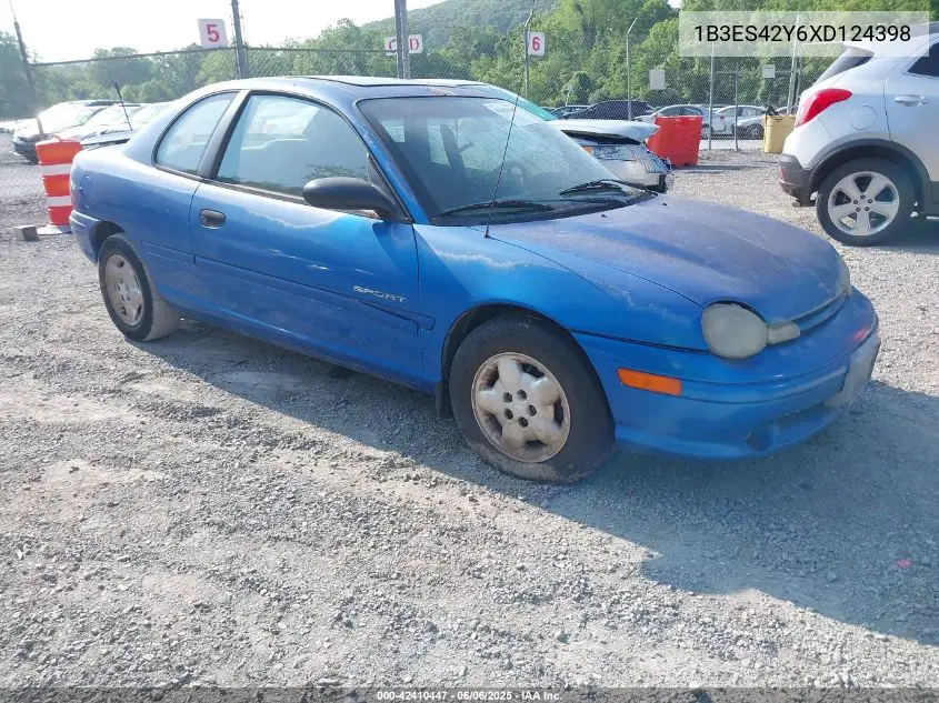 1999 Dodge Neon Highline VIN: 1B3ES42Y6XD124398 Lot: 42410447