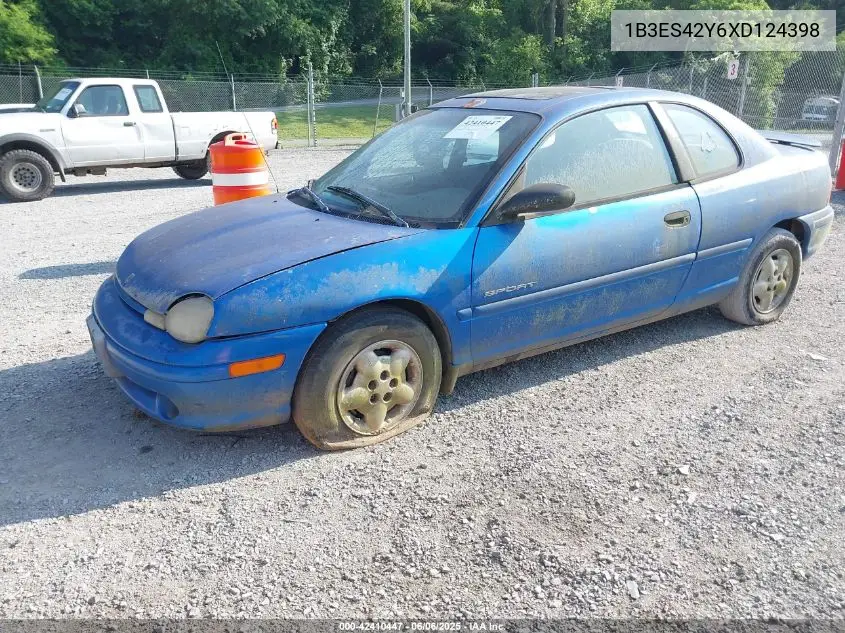 1999 Dodge Neon Highline VIN: 1B3ES42Y6XD124398 Lot: 42410447