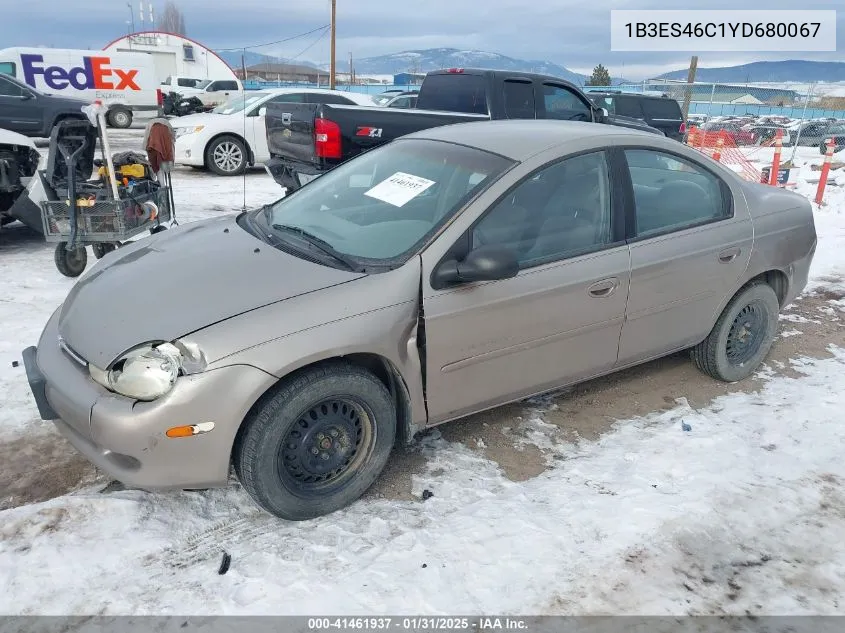 2000 Dodge Neon Highline VIN: 1B3ES46C1YD680067 Lot: 41461937