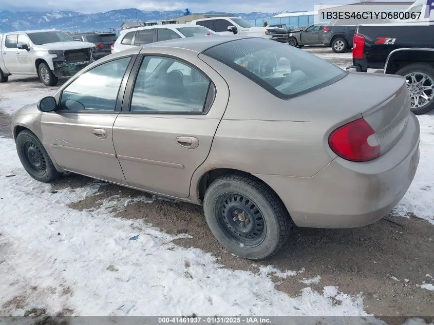 2000 Dodge Neon Highline VIN: 1B3ES46C1YD680067 Lot: 41461937