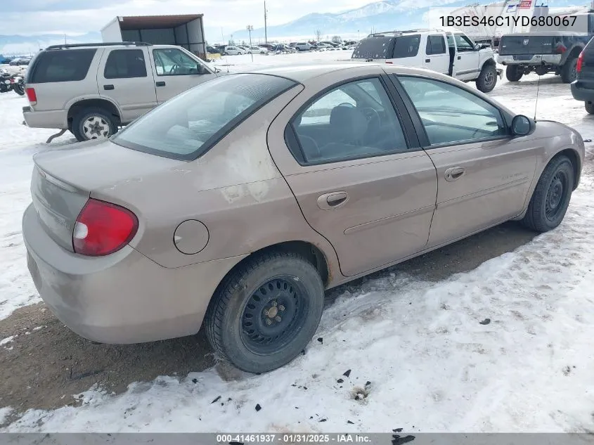 2000 Dodge Neon Highline VIN: 1B3ES46C1YD680067 Lot: 41461937