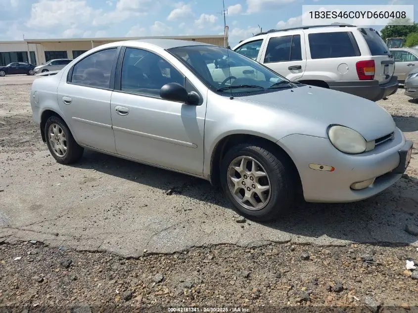 2000 Dodge Neon Highline VIN: 1B3ES46C0YD660408 Lot: 42161341