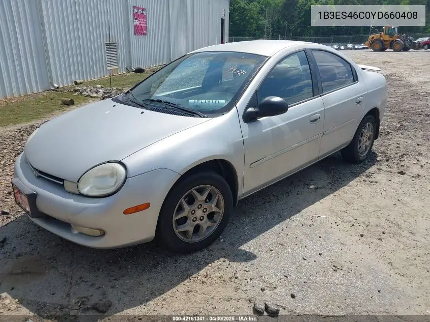 2000 Dodge Neon Highline VIN: 1B3ES46C0YD660408 Lot: 42161341