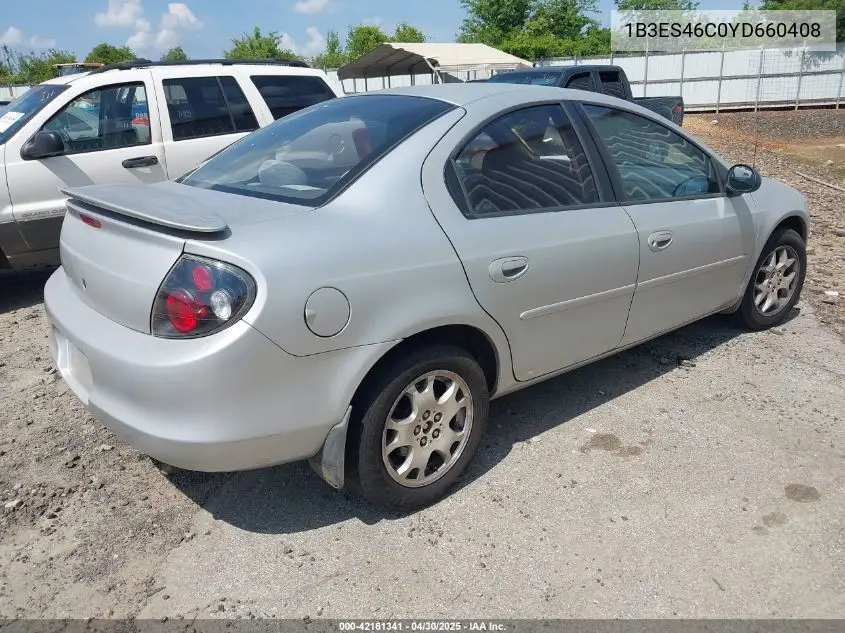 2000 Dodge Neon Highline VIN: 1B3ES46C0YD660408 Lot: 42161341