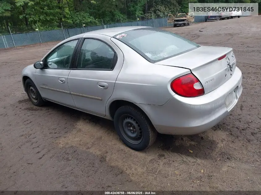 2000 Dodge Neon Highline VIN: 1B3ES46C5YD731845 Lot: 42436755