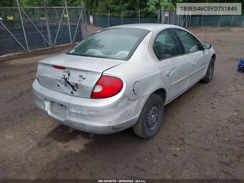 2000 Dodge Neon Highline VIN: 1B3ES46C5YD731845 Lot: 42436755
