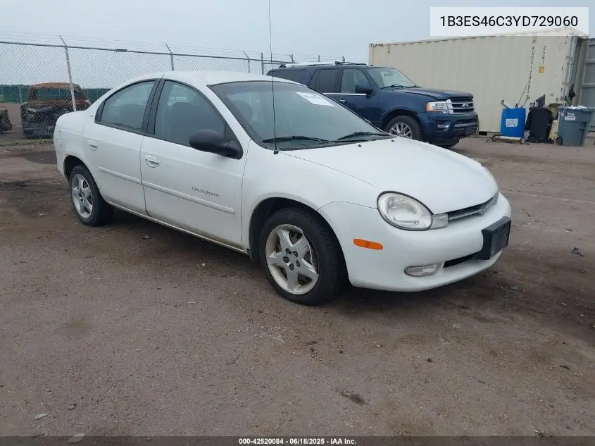 2000 Dodge Neon Highline VIN: 1B3ES46C3YD729060 Lot: 42520084