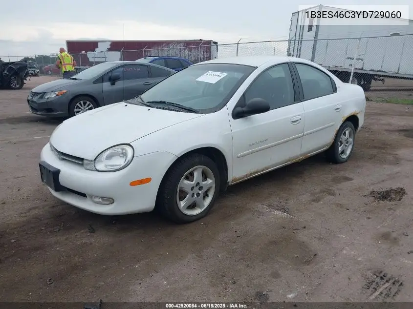 2000 Dodge Neon Highline VIN: 1B3ES46C3YD729060 Lot: 42520084