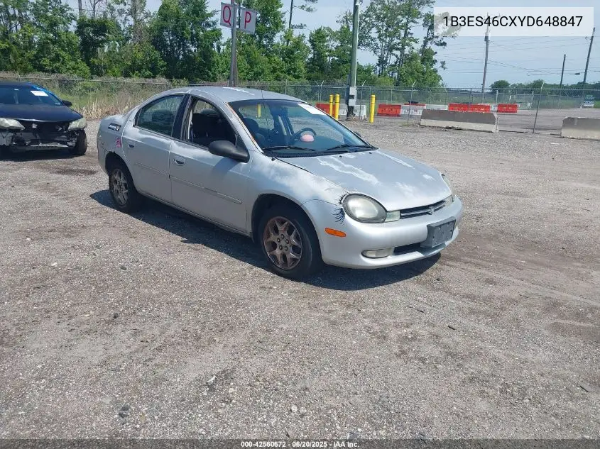 2000 Dodge Neon Highline VIN: 1B3ES46CXYD648847 Lot: 42560672