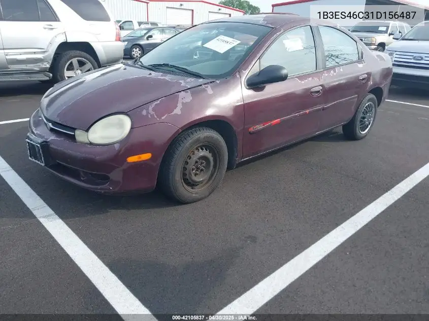 2001 Dodge Neon Se VIN: 1B3ES46C31D156487 Lot: 42105837