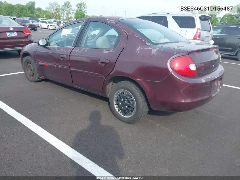 2001 Dodge Neon Se VIN: 1B3ES46C31D156487 Lot: 42105837