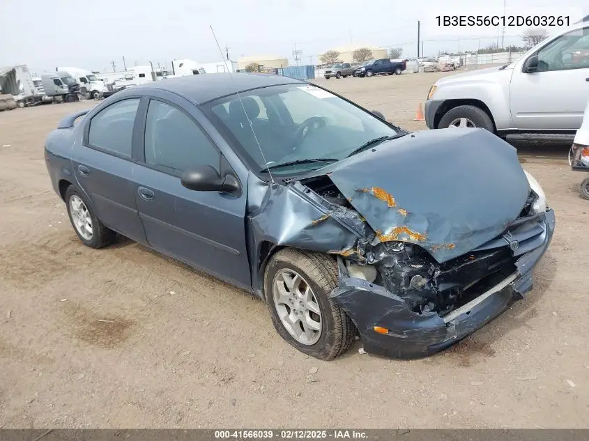 2002 Dodge Neon Sxt VIN: 1B3ES56C12D603261 Lot: 41566039