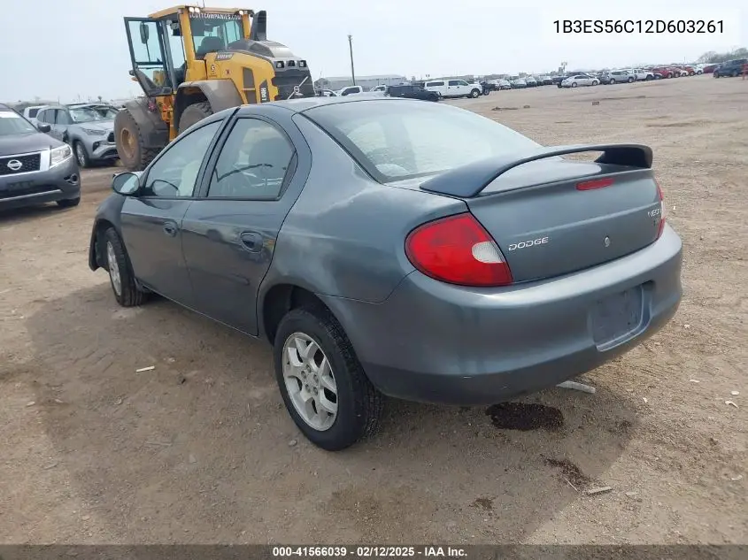 2002 Dodge Neon Sxt VIN: 1B3ES56C12D603261 Lot: 41566039
