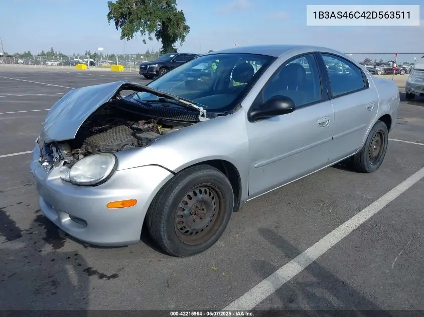 2002 Dodge Neon Se VIN: 1B3AS46C42D563511 Lot: 42215964