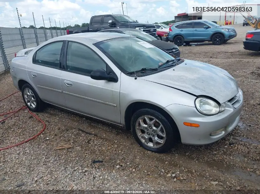 2002 Dodge Neon Sxt VIN: 1B3ES56C42D598363 Lot: 42495779