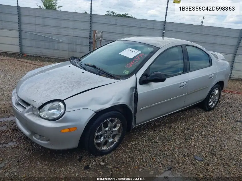 2002 Dodge Neon Sxt VIN: 1B3ES56C42D598363 Lot: 42495779