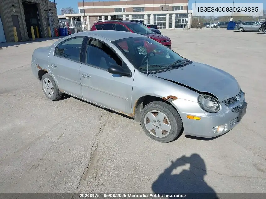 2003 Dodge Neon Sxt VIN: 1B3ES46C83D243885 Lot: 20208975