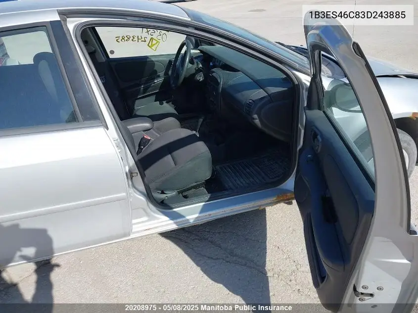 2003 Dodge Neon Sxt VIN: 1B3ES46C83D243885 Lot: 20208975