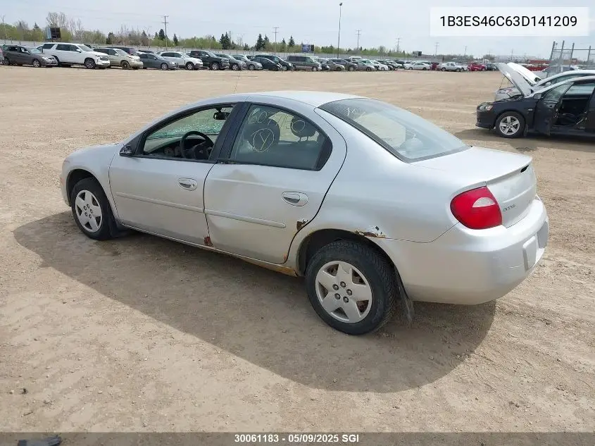 2003 Dodge Neon Sx 2.0 VIN: 1B3ES46C63D141209 Lot: 30061183