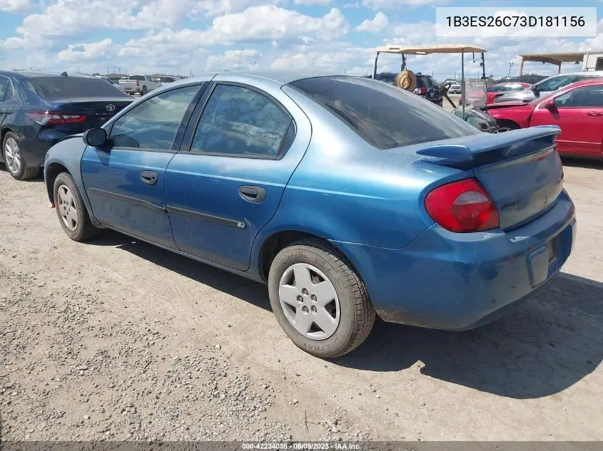 2003 Dodge Neon Se VIN: 1B3ES26C73D181156 Lot: 42234038