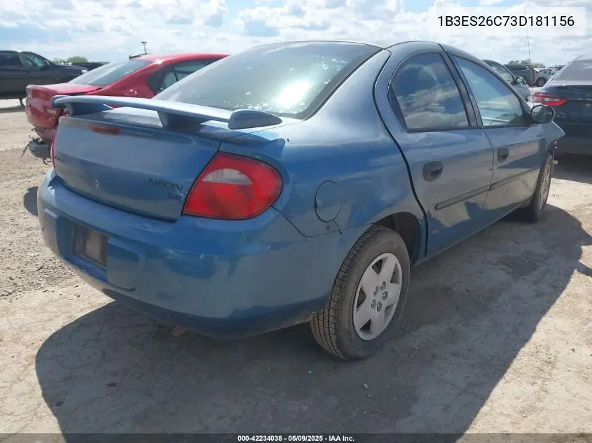 2003 Dodge Neon Se VIN: 1B3ES26C73D181156 Lot: 42234038