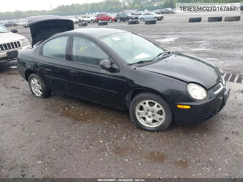 2003 Dodge Neon Sxt VIN: 1B3ES56C03D167357 Lot: 42386907