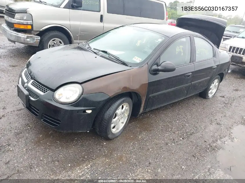 2003 Dodge Neon Sxt VIN: 1B3ES56C03D167357 Lot: 42386907