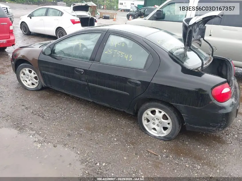 2003 Dodge Neon Sxt VIN: 1B3ES56C03D167357 Lot: 42386907