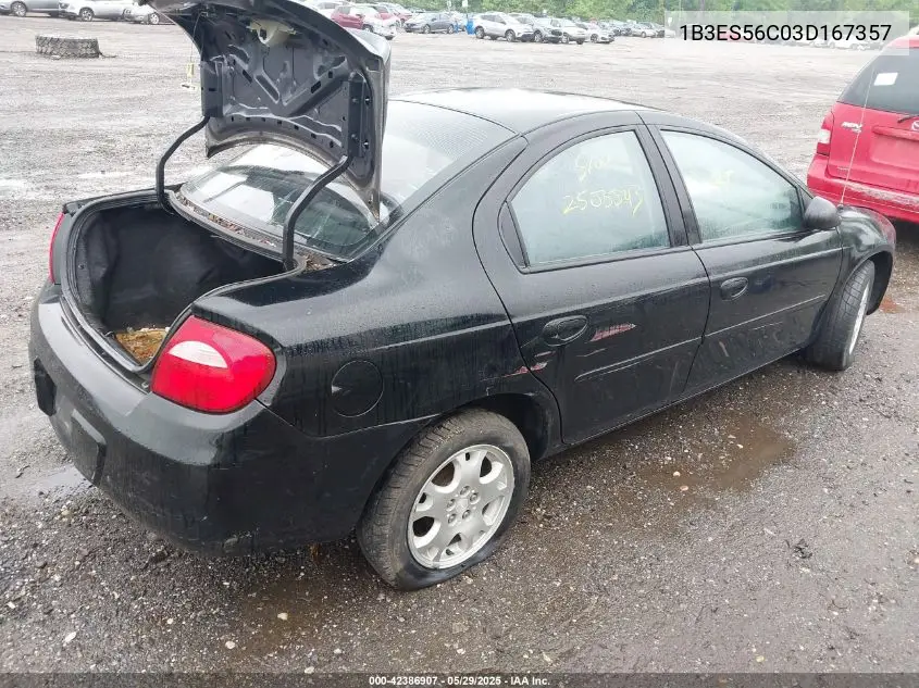 2003 Dodge Neon Sxt VIN: 1B3ES56C03D167357 Lot: 42386907