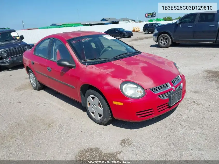 2003 Dodge Neon Se VIN: 1B3ES26C03D129810 Lot: 42473939
