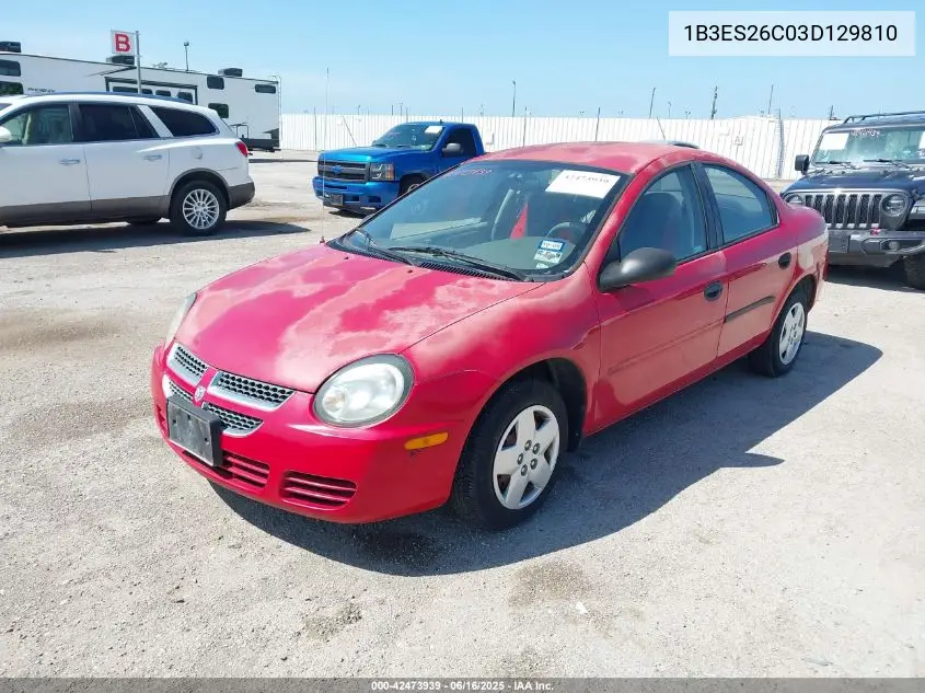 2003 Dodge Neon Se VIN: 1B3ES26C03D129810 Lot: 42473939