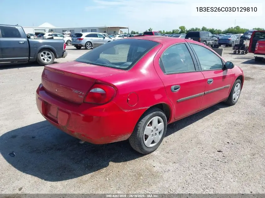 2003 Dodge Neon Se VIN: 1B3ES26C03D129810 Lot: 42473939