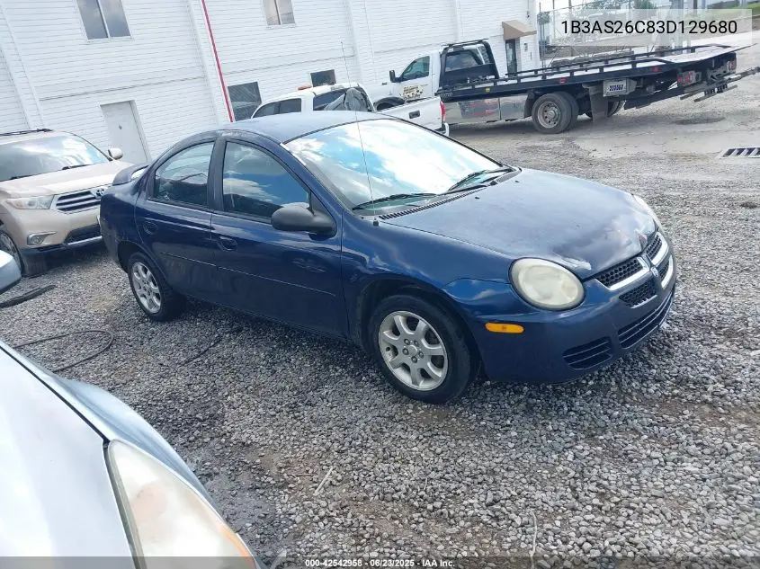 2003 Dodge Neon Se VIN: 1B3AS26C83D129680 Lot: 42542958