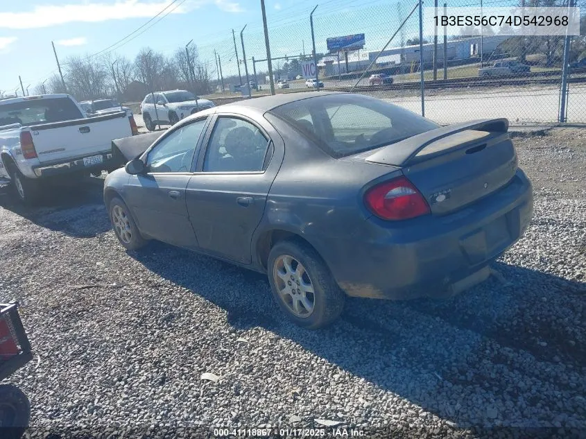 2004 Dodge Neon Sxt VIN: 1B3ES56C74D542968 Lot: 41118867