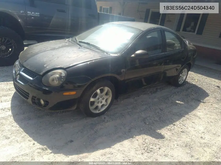 2004 Dodge Neon Sxt VIN: 1B3ES56C24D504340 Lot: 42155321