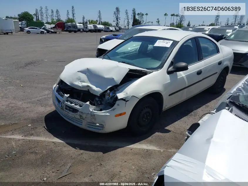 2004 Dodge Neon Se VIN: 1B3ES26C74D606389 Lot: 42201965