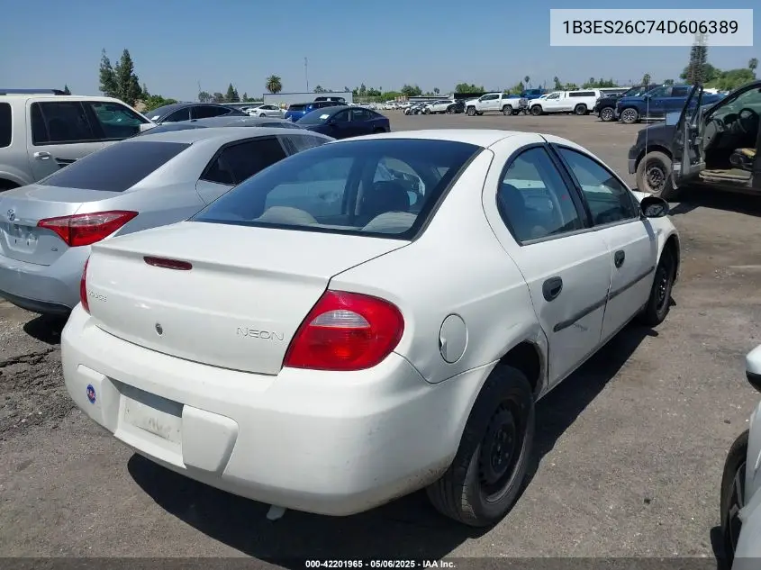 2004 Dodge Neon Se VIN: 1B3ES26C74D606389 Lot: 42201965