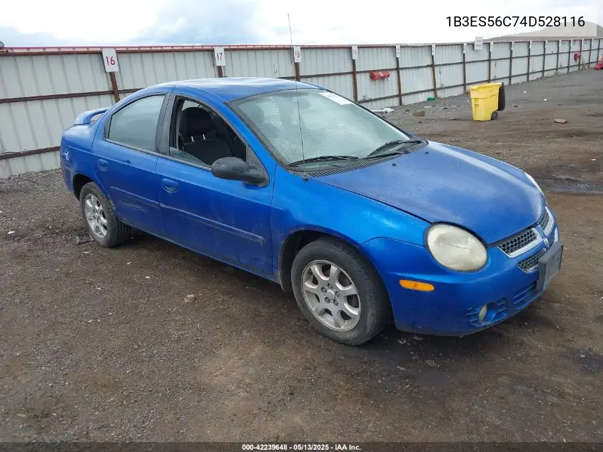 2004 Dodge Neon Sxt VIN: 1B3ES56C74D528116 Lot: 42239648