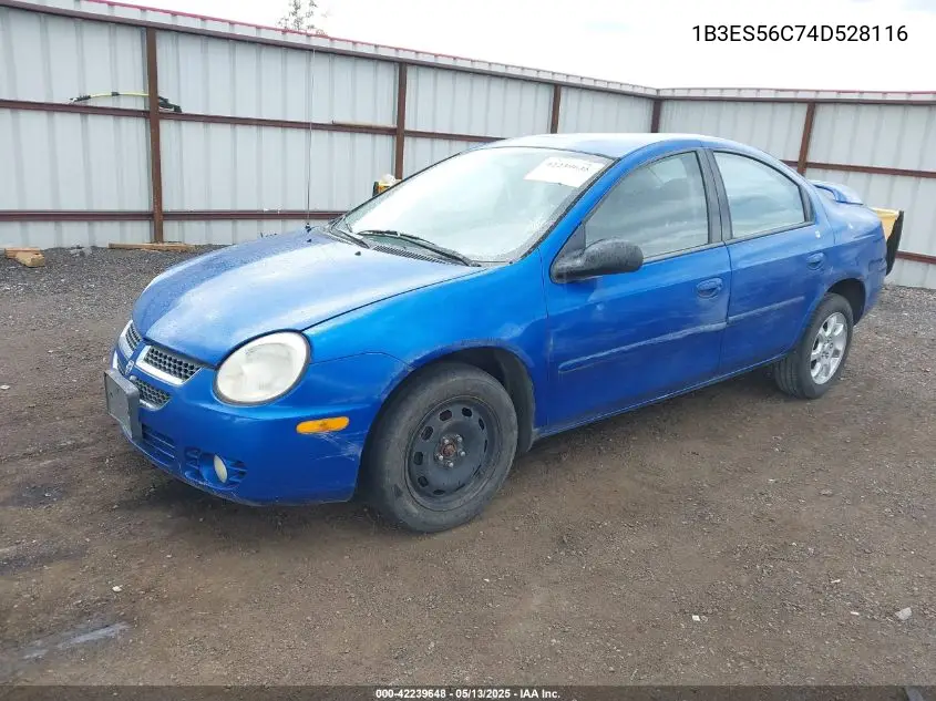 2004 Dodge Neon Sxt VIN: 1B3ES56C74D528116 Lot: 42239648