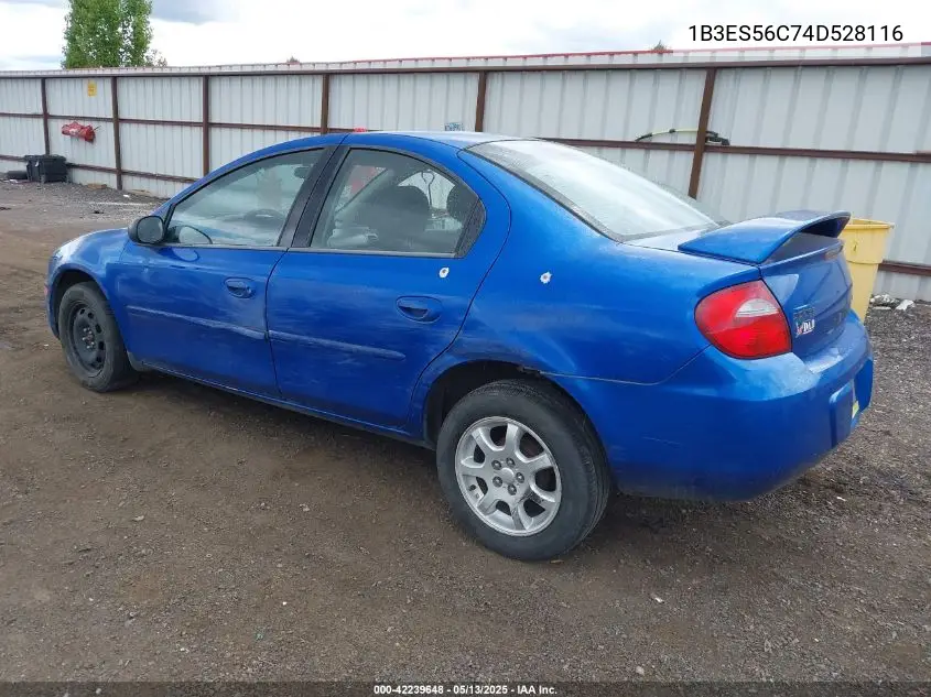 2004 Dodge Neon Sxt VIN: 1B3ES56C74D528116 Lot: 42239648
