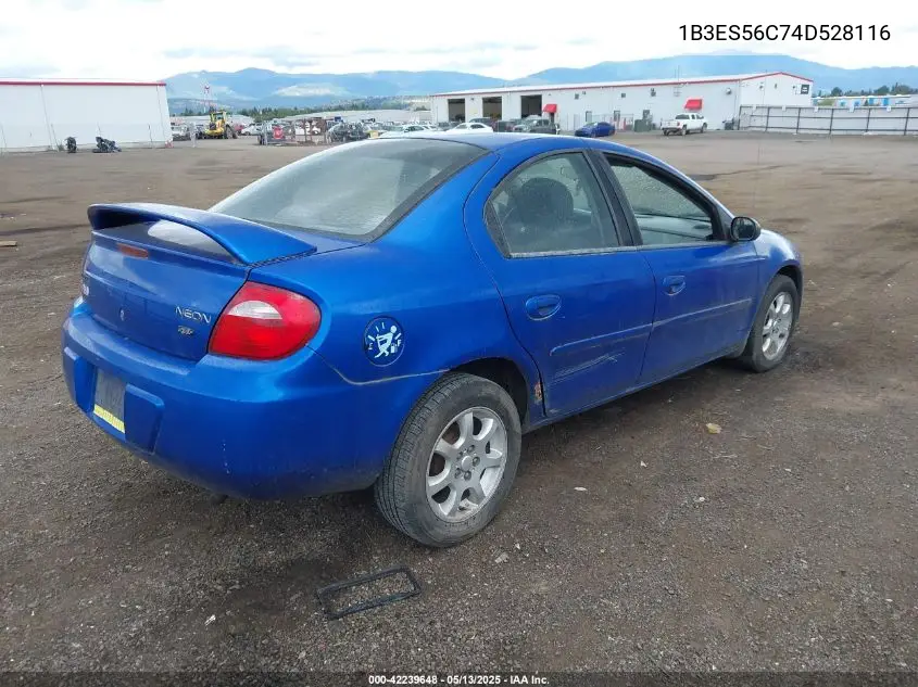 2004 Dodge Neon Sxt VIN: 1B3ES56C74D528116 Lot: 42239648