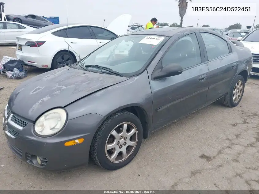 2004 Dodge Neon Sxt VIN: 1B3ES56C24D522451 Lot: 42449762
