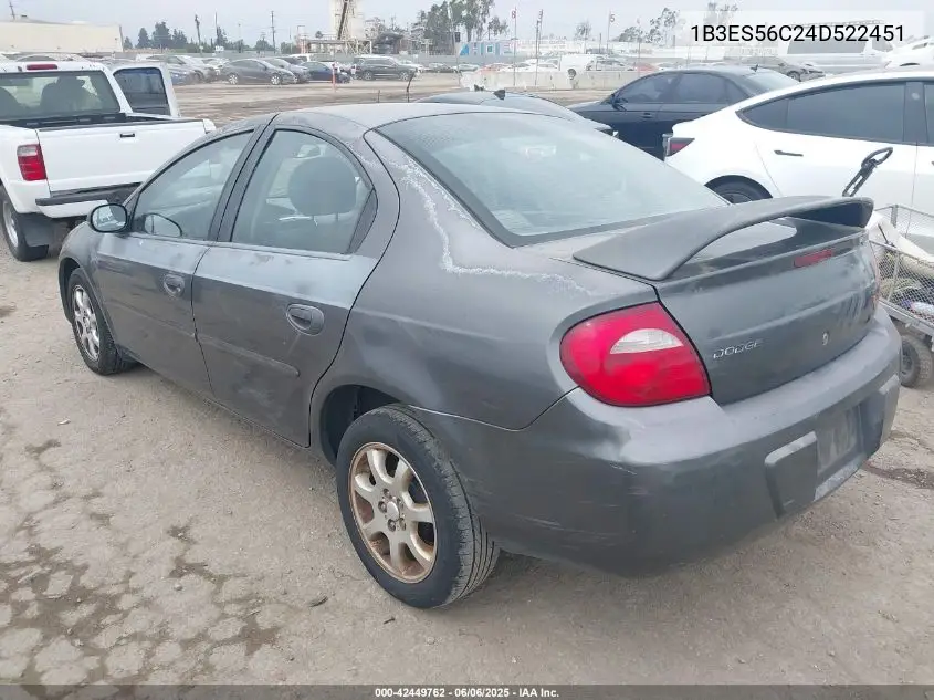 2004 Dodge Neon Sxt VIN: 1B3ES56C24D522451 Lot: 42449762