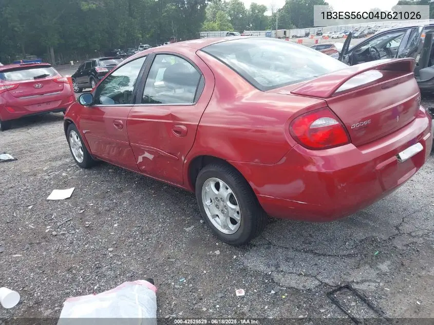 2004 Dodge Neon Sxt VIN: 1B3ES56C04D621026 Lot: 42525529