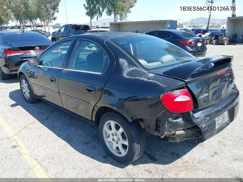 2005 Dodge Neon Sxt VIN: 1B3ES56C45D126670 Lot: 42153964