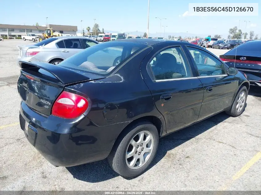 2005 Dodge Neon Sxt VIN: 1B3ES56C45D126670 Lot: 42153964
