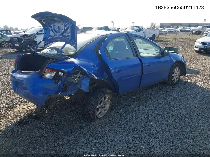 2005 Dodge Neon Sxt VIN: 1B3ES56C65D211428 Lot: 42163418